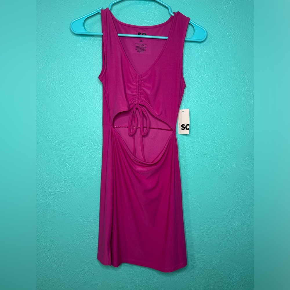 SO Sleeveless Cinch Bodycon Cutout Mini Dress Magenta Pink Kohl's
